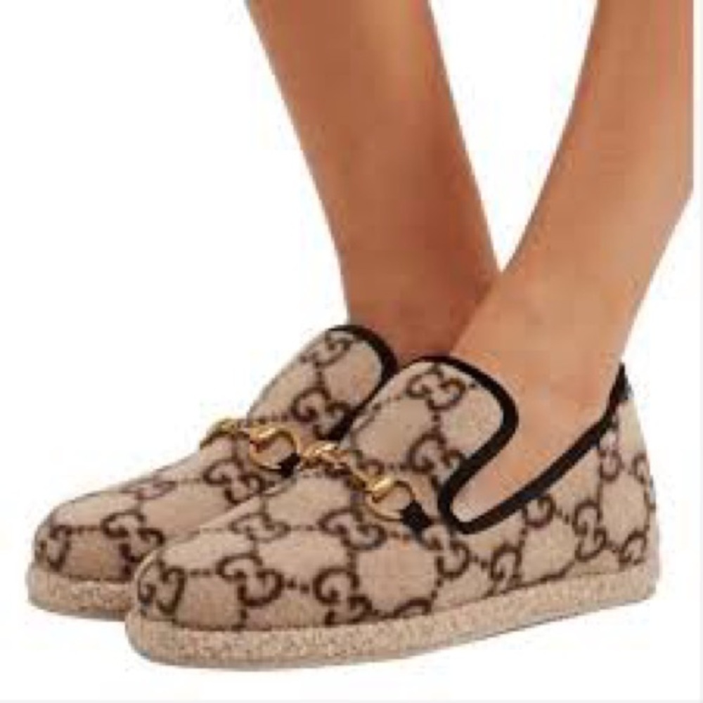 Gucci Beige and Black Unisex Slippers